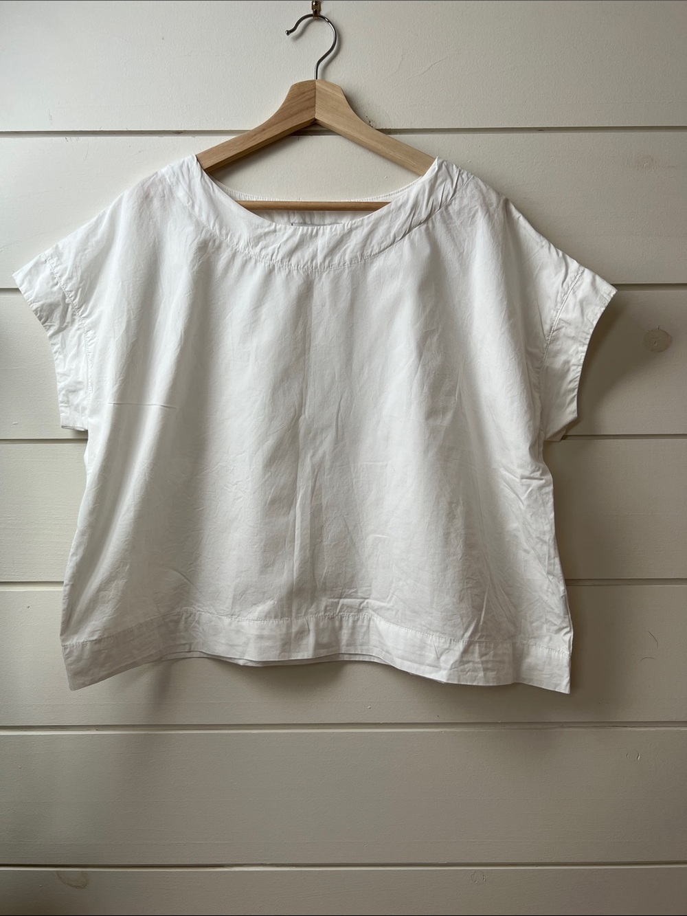 cut loose White Boxy Short-Sleeve Top 100% cotton size L